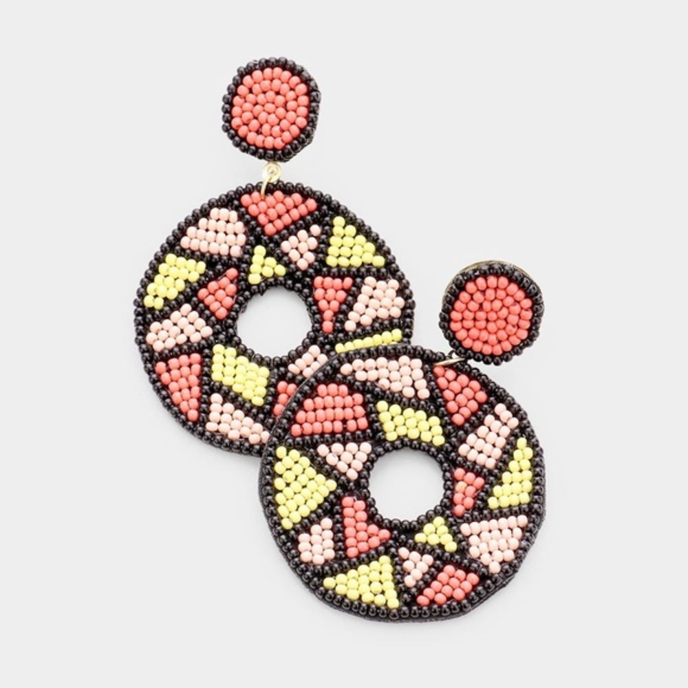Circle seed bead earrings